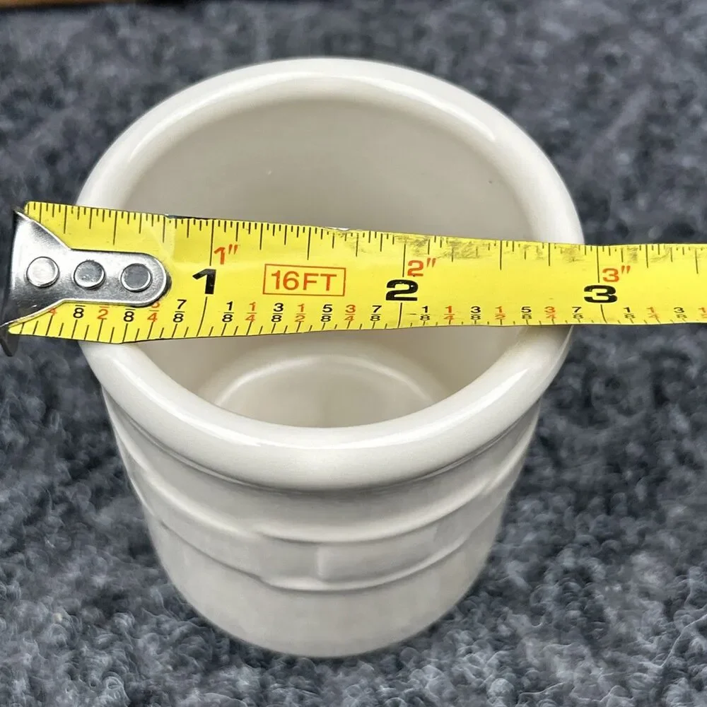 Longaberger Set of Two (2) Condiment Crocks with Lids Ivory - Picture 8 of 12